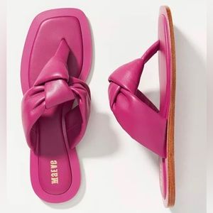 MAEVE ANTHROPOLOGIE Puffy Knotted Square Toe Summer slide Sandals Pink US 9M NWT